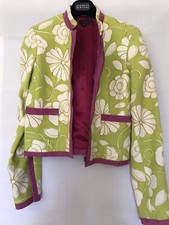 Douglas Hannant Jacket Light Green Mauve Suede Trim Silk Zipper Lining Size 4