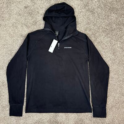 Iets Frans NWT Men's Small Hooded Micro Fleece Quarter Zip Pullover Black Noir 