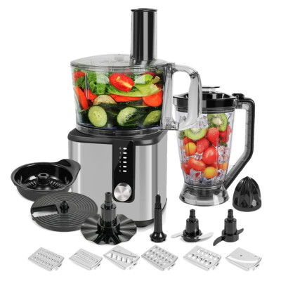 12 in 1 Kompakt Küchenmaschine Edelstahl StandMixer 750W Teigmaschine 1.8L Mixer