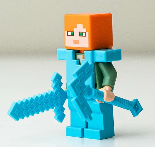 New LEGO® Alex in Armor Minecraft Minifigure - The Blaze Bridge 21154 (min070)