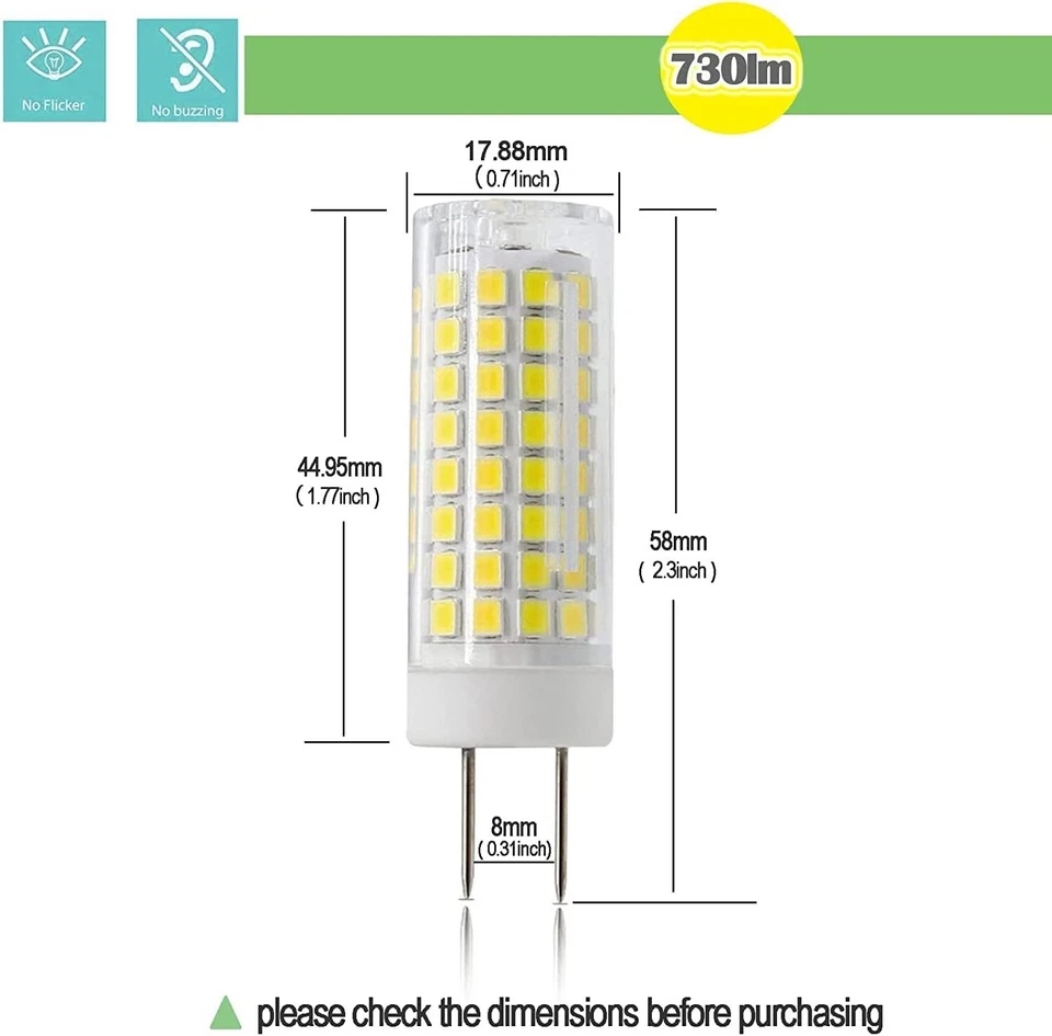 2X 110v Dimmable G8 LED Bulb LED Mini Corn Bulb Crystal Chandelier Lights 6000K - Image 3 of 4