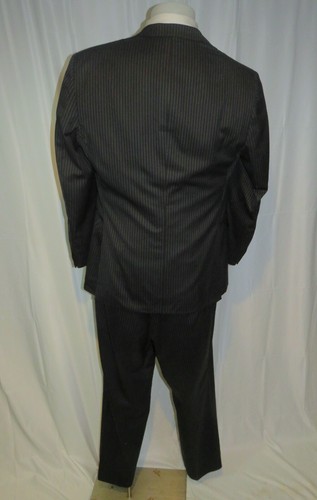 Michael Reslan x Caruso Dark Gray Striped Flat Front Two Button Suit 46R - Picture 2 of 18