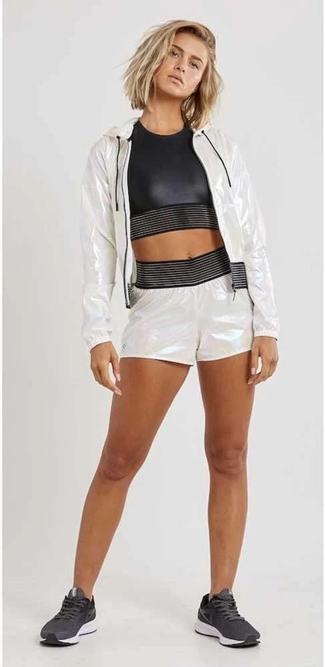 Craft Women's UNTMD Shiny Hood Jacket Silver Training Small Size - Image 3 of 4