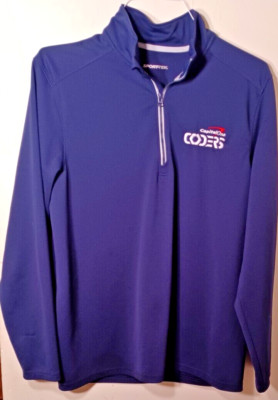 Sport-Tex Mens Shirt Size M CapitalOne Coders Zip Blue Long Sleeves Polo Golf