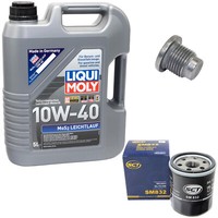 MotoröL Set 10W-40 5 Liter + ÖLfilter SM 832 + Schraube FüR Dacia Renault Clio