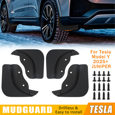 4pack 2026 Mud Flaps for Tesla Model Y Juniper Front and Rear ABS Mud Guards New