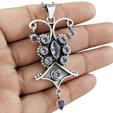 Marquise Amethyst Stone Daughter Engagement Sisters Day Pendant 925 Solid Silver