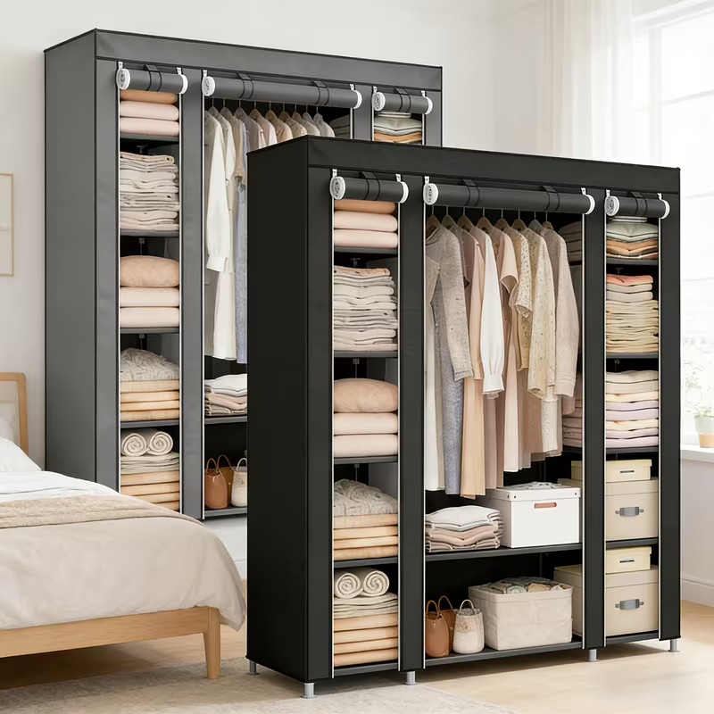 Portable Wardrobe Fabric Canvas Wardrobes for Bedroom Closet Storage Organizers