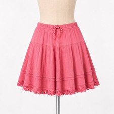 Eyelet Fairy Lace 100 Cotton Tiered Mini Skirt Sz S Barbie Pink Ruffle Coquette
