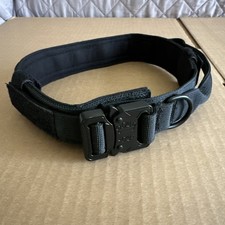 Heavy Duty Tactical Dog Collar Adjustable M Size, Metal Buckle, Handle, BLACK