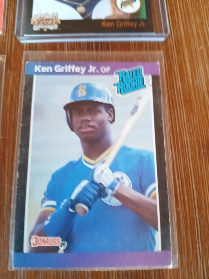 Lote de 6 tarjetas de novato KEN GRIFFEY JR Donruss sin punto codo sangriento lugar de nacimiento incorrecto Foto 4 de 4
