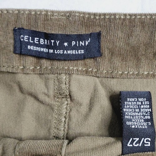 Celebrity Pink Olive Green Corduroy Mini Skirt Button Closure Women's 5 1529 - Picture 4 of 4