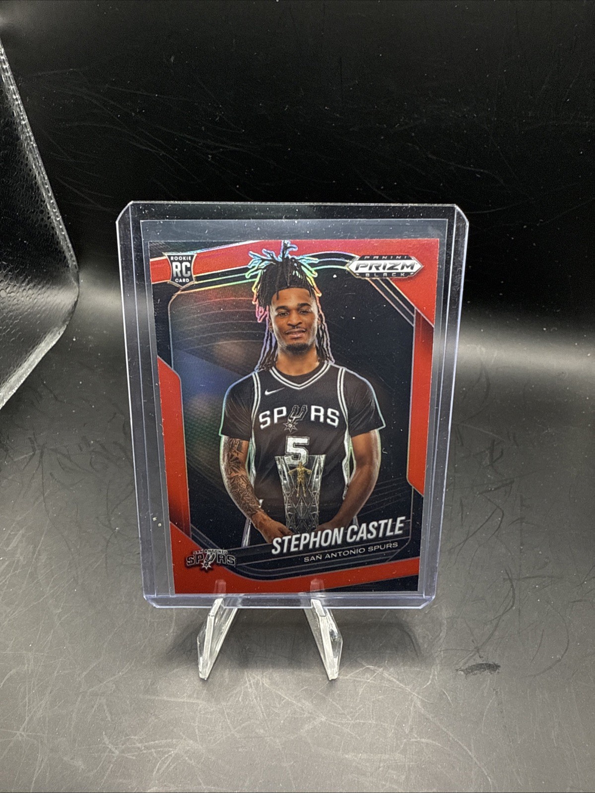 STEPHON CASTLE 2024-25 PANINI PRIZM BLACK ROOKIE RED #96 RC /299