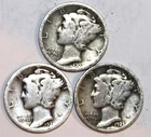 (3) Mercury Dimes - Good/Very Good - 1923P 1924P 1925P - #2068ED