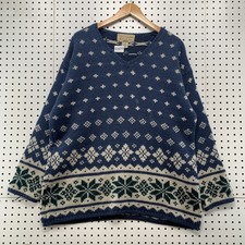 Vintage 90s Birdseye Abercrombie Fitch Sweater Womens S Blue Nordic Knit Wool