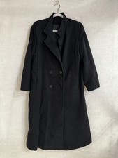 Vintage ILGWU Ladies Garment Black Wool Trench Coat Size 12 USA MADE