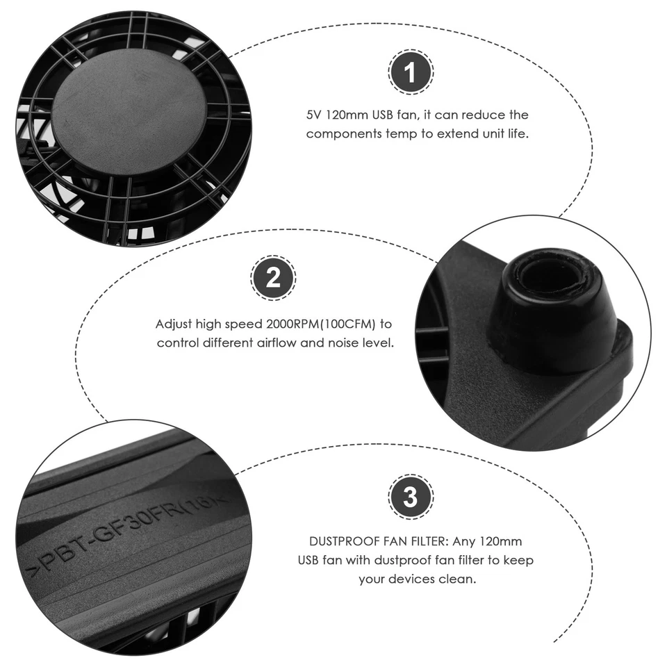 120Mm 5V USB Powered PC Router Dual Fans High Airflow Cooling Fan for2925 - Image 3 of 4