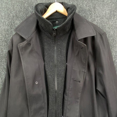 Lauren Ralph Lauren Mens Size 42R Full Zip Trench Jacket Black Quilted Lined - Picture 10 of 18