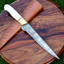 LOT OF 10 Custom Made Hand Forged Damascus Steel Blade Fillet Chef Knife