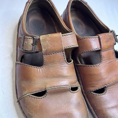Birkenstock Shoes Women's Size 40 L9 Brown Leather Round Toe Buckle Strap Clogs - Picture 13 of 15