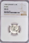 1950 S/INVERT S FS-501 Roosevelt Dime NGC MS 65 Variety Silver Coin Invert 10C