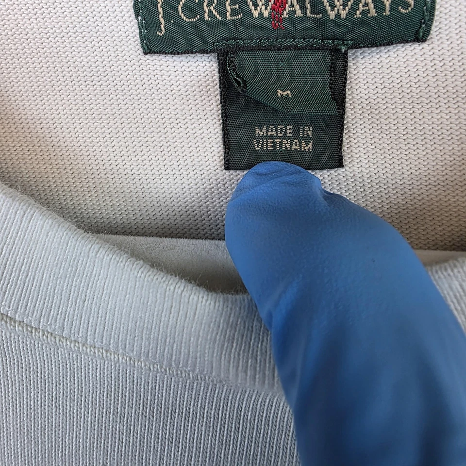 Sudadera J Crew Always Para Hombre Mediana Blanca Azul Marino Rayas Cuello Redondo Manga Larga Foto 3 de 4