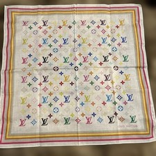 Unused Louis Vuitton Multicolor Monogram Cotton Scarf, , Rare Vintage