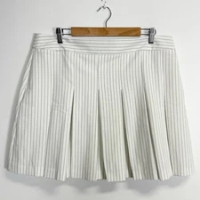 Nasty Gal Pleated Pinstripe Mini Skirt Women US 14 White NWT