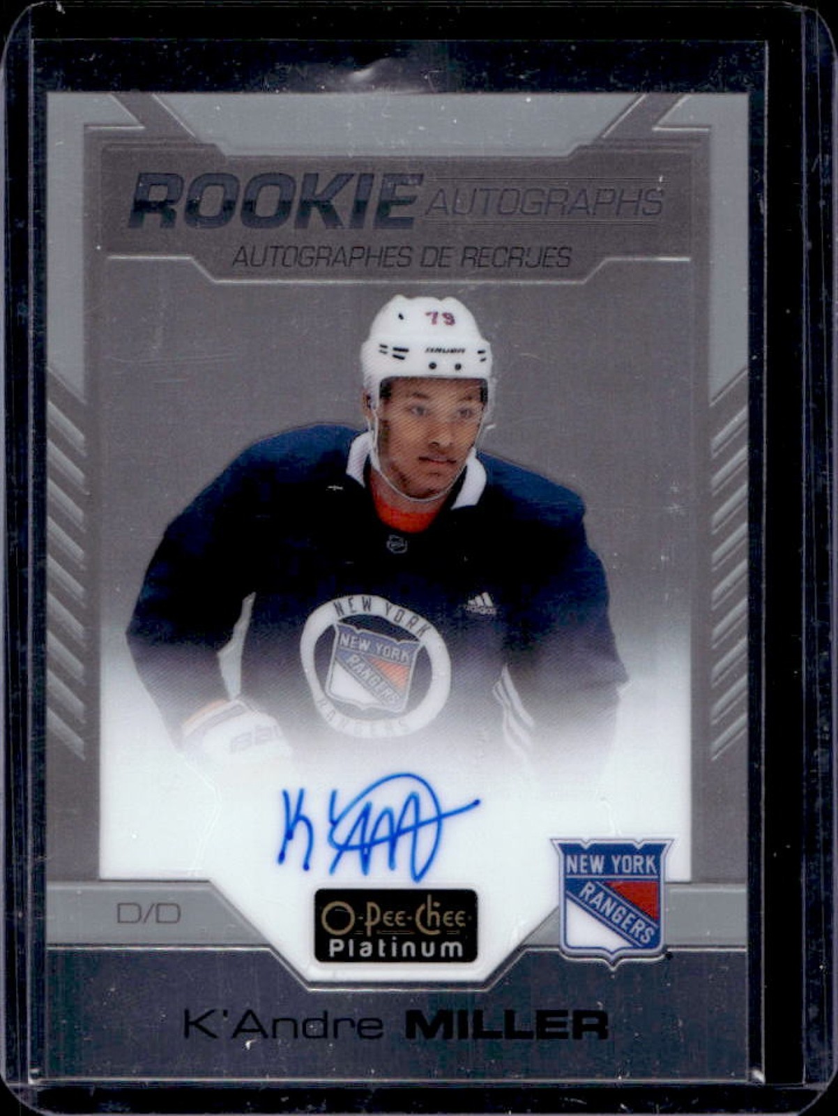 2020-21 O-Pee-Chee Platinum K Andre Miller Rookie Auto Rookie RC #R-KM Rangers