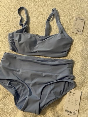 NWT Athleta Sz 34 B/C Light Blue Square Neck Bikini  Top & XS Bottoms