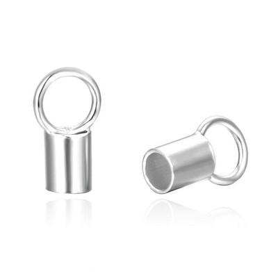 100Pcs Adabele Sterling Silver Crimp End Caps Cord End Hole Id 2Mm Tarnish