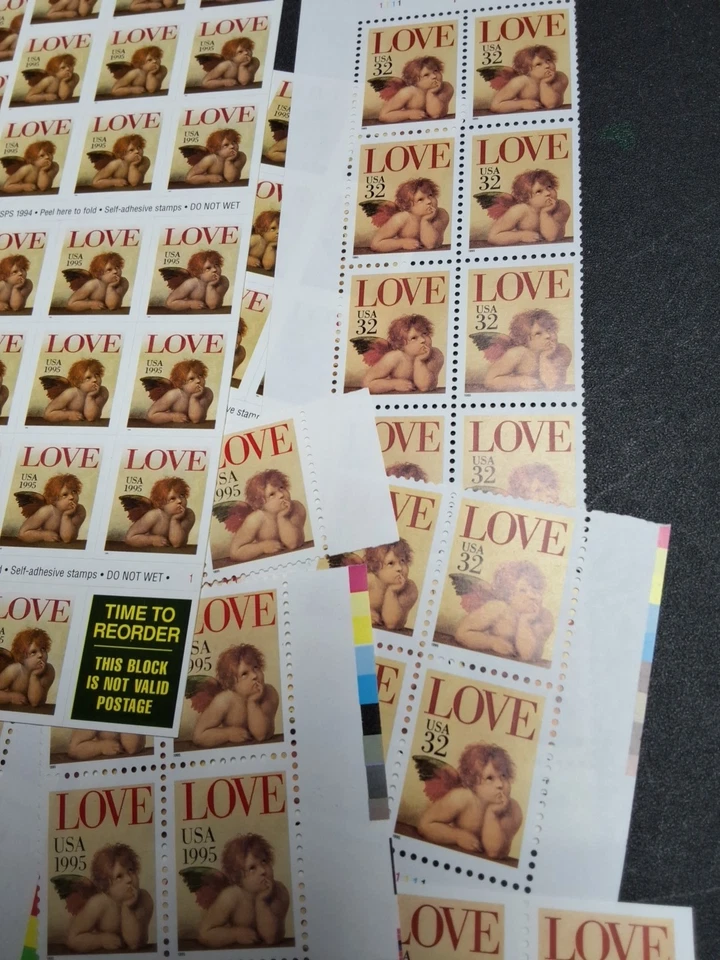 150 LOVE CHERUB 32c STAMPS MINT NH BOOKLETS PANES BLOCKS FV $51.20 Free Ship - Image 4 of 4