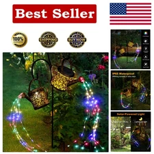 Elegant Solar-Powered Watering Can Lights with Multi-Color Effects for Gardens