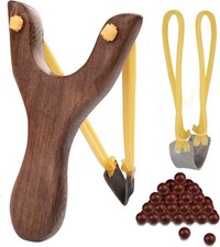 Ergonomische Holz-Zwille mit 100 Tonkugeln -  für Outdoor Abenteuer