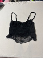 Wild Fable Black Lace Ruffle Hem Corset Top Size XXSD2