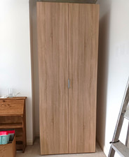 Wood Effect Brown Freestanding Wardrobe 1 Door, Shelf & Hanging Rail 234cm.