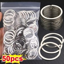 100/50 PCS Stainless Steel Key Rings Split Hoop-30/25/20mm DIY Flat Metal Chains