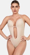 SHAPEWEAR HALTER STRAP DEEP U SCULPTING BACKLESS BODYSUIT Size Large