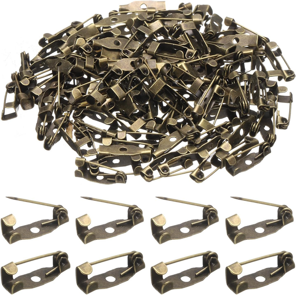 120 Stk. Sicherheitsnadel 15Mm Bronze Broschenverschluss Pins RüCkenverschluss V-image