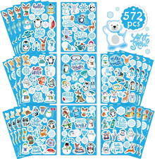 576 Pcs Winter Stickers for Kids, Winter Holiday Stickers with Snowflake Penguin