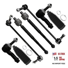 8pcs Front Suspension Kit Outer Inner Tie Rod End w/Boot Sway Bar End Link