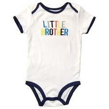 Infant Boys White Little Brother Snap Bottom Romper Bodysuit Baby Outfit 24M