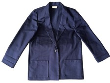Vintage 80s Jaclyn Smith Womens L Navy Chino Blazer Jacket Single Button Boho