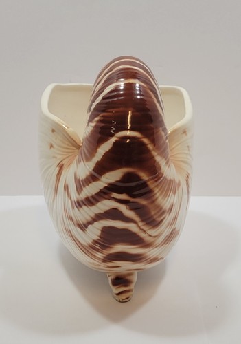Vintage Large Fitz & Floyd Ceramic 8" Footed Nautilus Shell Planter Vase Decor - Picture 4 of 15