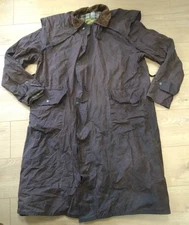 Vintage Scats Countrystyle Wax Cotton Jacket Long Coat Made In England M Hunting