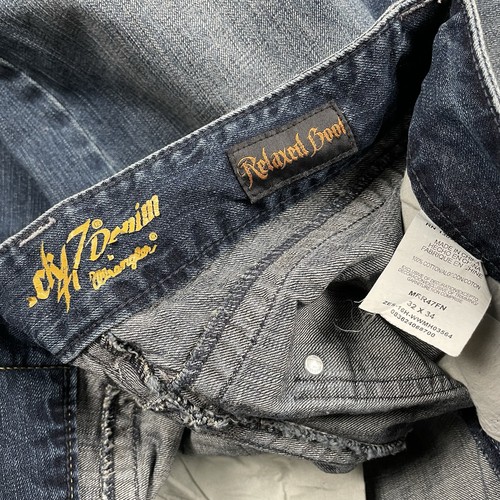 Wrabgler Rock 47 Bootcut Jeans Mens 32x34 Blue Dark Wash Western Embroidered - Picture 9 of 9