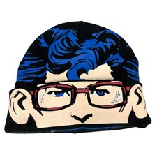 DC Comics Kids Superman Beanie Skull Cap Winter Hat Reversible Face Cover Sz OS