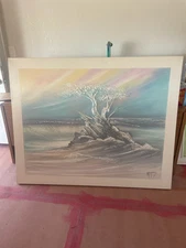 MICHAEL NISPEROS Original ABSTRACT MODERN SURREALISM LANDSCAPE IMPASTO & CANVAS