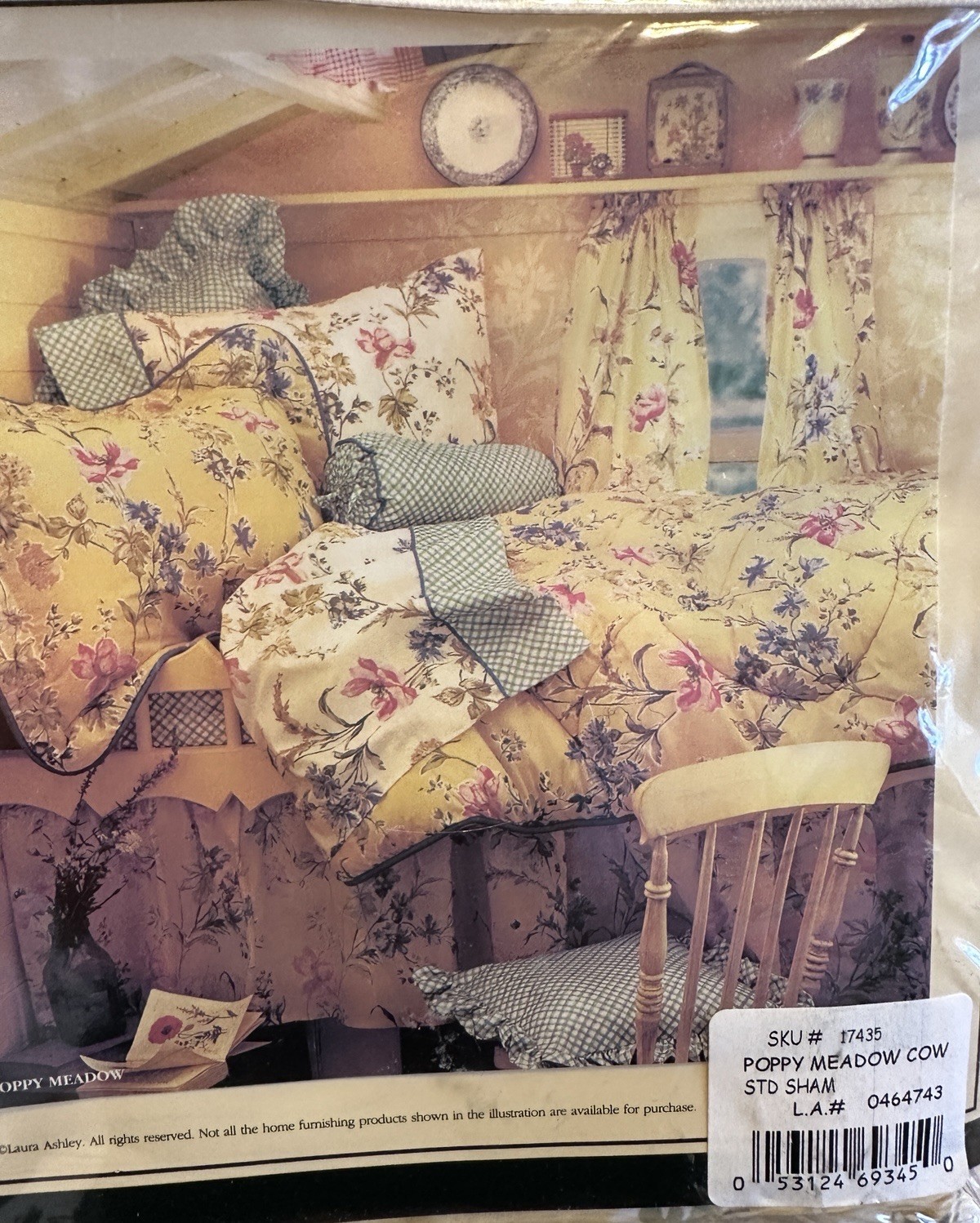 Vintage Laura Ashley 3 Pc Poppy Meadow Queen Comforter Rever