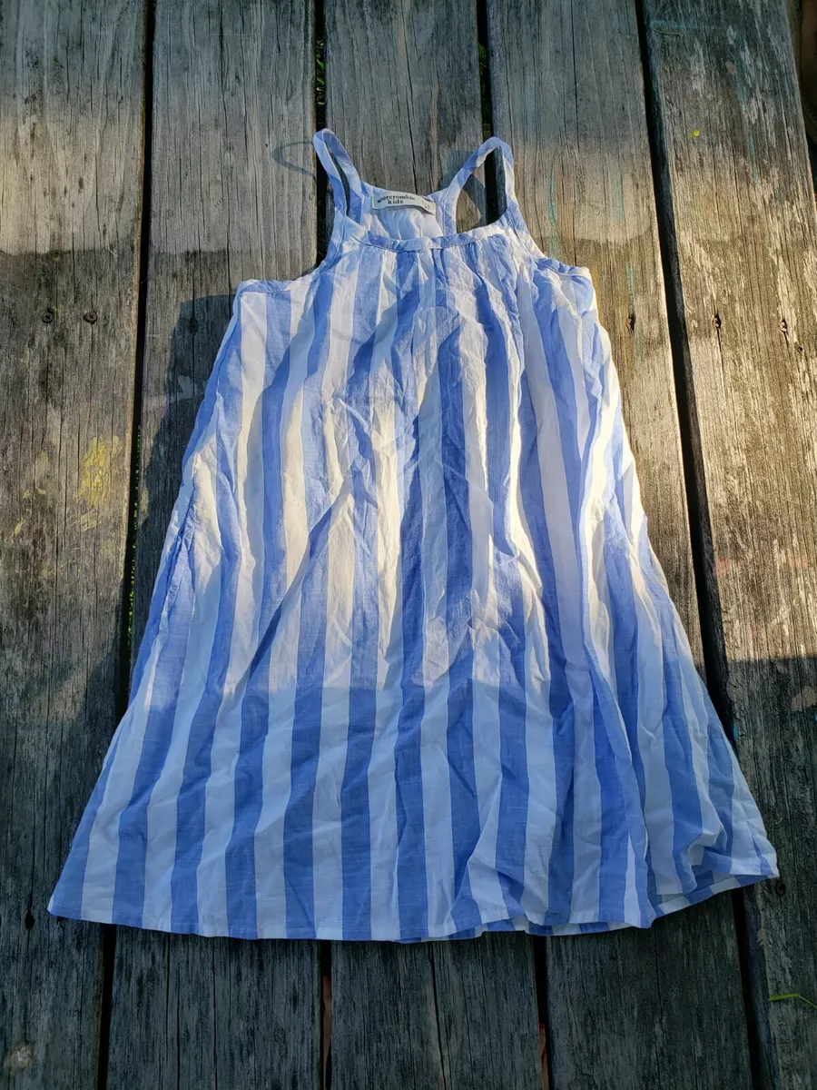 Abercrombie Kids Girls Blue White Stripe Summer Dress Size 5 6